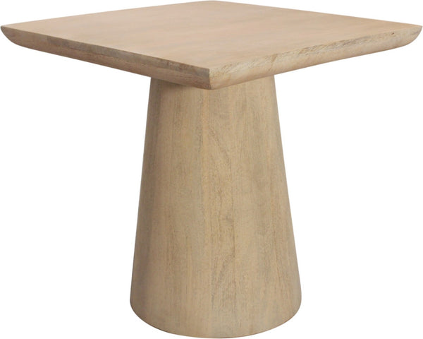 HomeRoots 24" Natural Distressed Solid Wood Pedestal End Table - Rustic Charm for Living Rooms & Bedrooms 605354