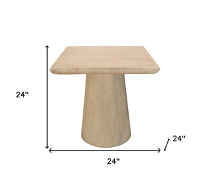 HomeRoots 24" Natural Distressed Solid Wood Pedestal End Table - Rustic Charm for Living Rooms & Bedrooms 605354