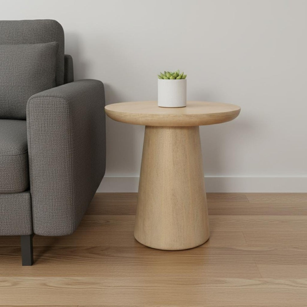 HomeRoots 24" Vintage-Inspired Distressed Solid Wood Round Pedestal End Table for Rustic Home Decor Charm 605355
