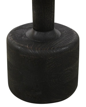 HomeRoots 21" Distressed Black Solid Wood & White Marble Round Pedestal End Table – Vintage Charm & Versatile Use 605356