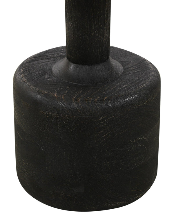 HomeRoots 21" Distressed Black Solid Wood & White Marble Round Pedestal End Table – Vintage Charm & Versatile Use 605356