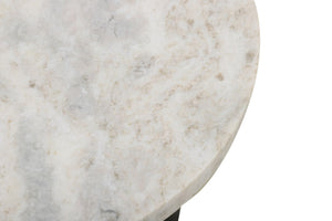 HomeRoots 21" Distressed Black Solid Wood & White Marble Round Pedestal End Table – Vintage Charm & Versatile Use 605356
