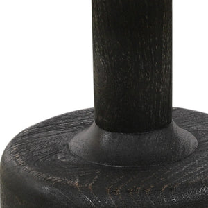 HomeRoots 21" Distressed Black Solid Wood & White Marble Round Pedestal End Table – Vintage Charm & Versatile Use 605356