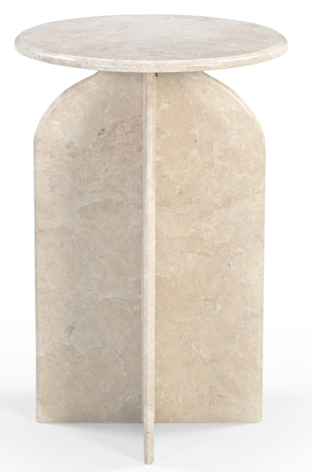 HomeRoots 24" Cream Marble Round Pedestal End Table – Elegant, Versatile Design for Modern & Classic Spaces 605357