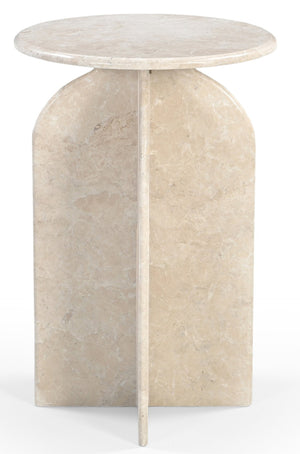 HomeRoots 24" Cream Marble Round Pedestal End Table – Elegant, Versatile Design for Modern & Classic Spaces 605357