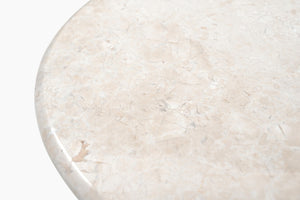 HomeRoots 24" Cream Marble Round Pedestal End Table – Elegant, Versatile Design for Modern & Classic Spaces 605357