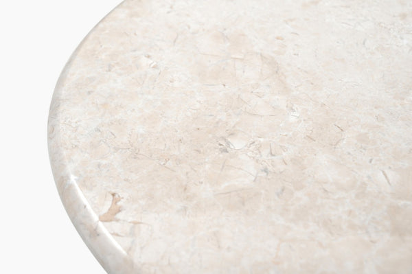 HomeRoots 24" Cream Marble Round Pedestal End Table – Elegant, Versatile Design for Modern & Classic Spaces 605357