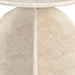 HomeRoots 24" Cream Marble Round Pedestal End Table – Elegant, Versatile Design for Modern & Classic Spaces 605357