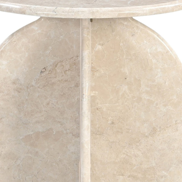 HomeRoots 24" Cream Marble Round Pedestal End Table – Elegant, Versatile Design for Modern & Classic Spaces 605357