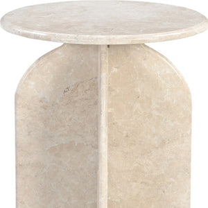 HomeRoots 24" Cream Marble Round Pedestal End Table – Elegant, Versatile Design for Modern & Classic Spaces 605357