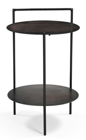 HomeRoots 22" Copper Iron Round End Table with Shelf - Stylish, Durable, Versatile Accent for Any Space! 605359
