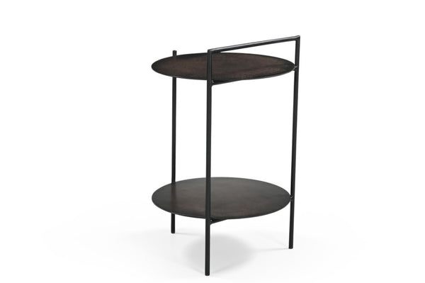 HomeRoots 22" Copper Iron Round End Table with Shelf - Stylish, Durable, Versatile Accent for Any Space! 605359