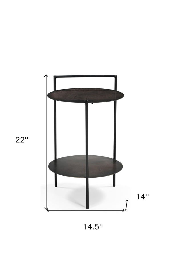 HomeRoots 22" Copper Iron Round End Table with Shelf - Stylish, Durable, Versatile Accent for Any Space! 605359
