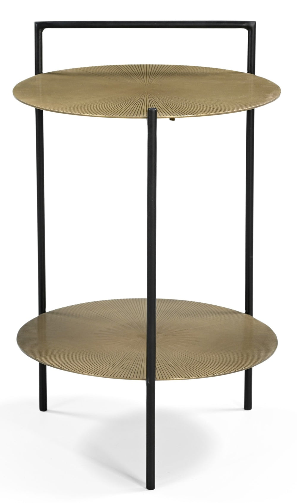 HomeRoots 22" Brass Iron Round End Table with Convenient Shelf - Stylish, Vintage-Inspired Design for Any Space 605360