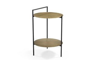 HomeRoots 22" Brass Iron Round End Table with Convenient Shelf - Stylish, Vintage-Inspired Design for Any Space 605360