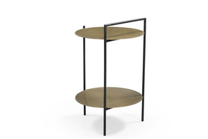 HomeRoots 22" Brass Iron Round End Table with Convenient Shelf - Stylish, Vintage-Inspired Design for Any Space 605360