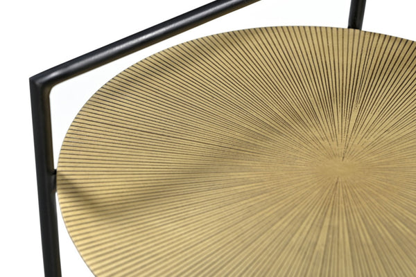 HomeRoots 22" Brass Iron Round End Table with Convenient Shelf - Stylish, Vintage-Inspired Design for Any Space 605360