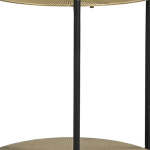 HomeRoots 22" Brass Iron Round End Table with Convenient Shelf - Stylish, Vintage-Inspired Design for Any Space 605360