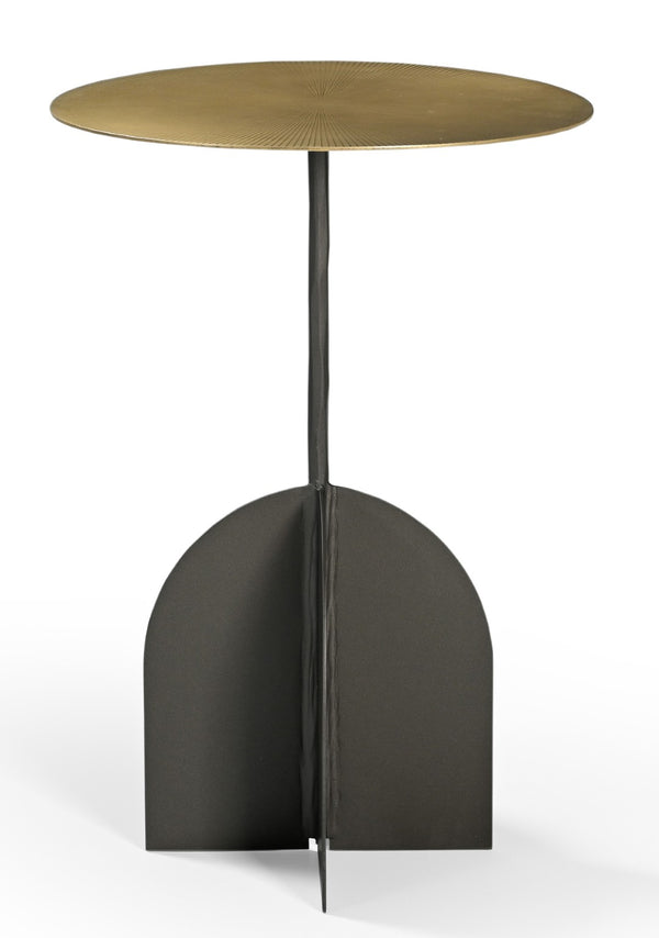 HomeRoots 23" Brass and Black Iron Round Pedestal End Table - Chic Modern Accent for Any Room, Fully Assembled! 605361
