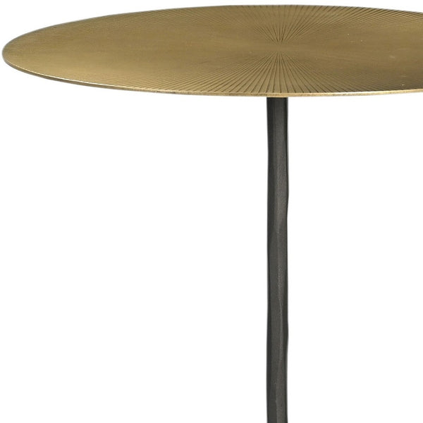 HomeRoots 23" Brass and Black Iron Round Pedestal End Table - Chic Modern Accent for Any Room, Fully Assembled! 605361