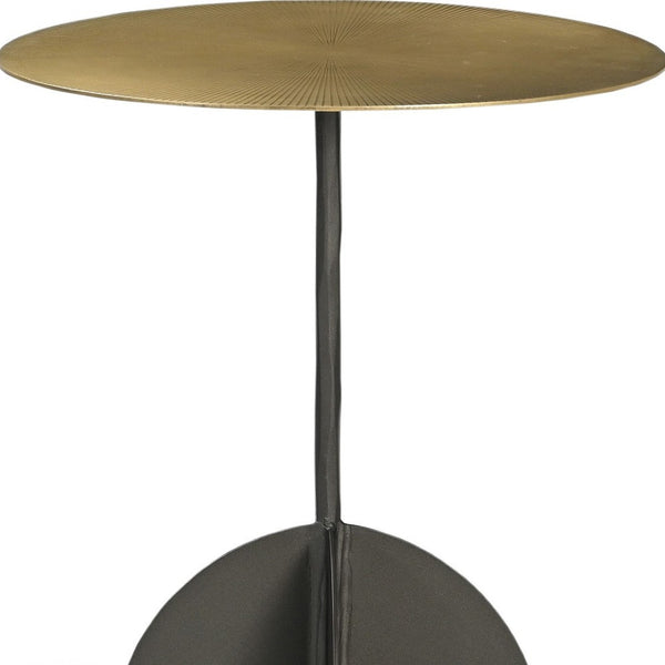 HomeRoots 23" Brass and Black Iron Round Pedestal End Table - Chic Modern Accent for Any Room, Fully Assembled! 605361