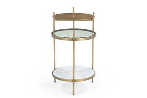 HomeRoots 24" Brass Iron Round End Table – Stylish Compact Design with Shelf for Living Room & Bedroom Use 605362