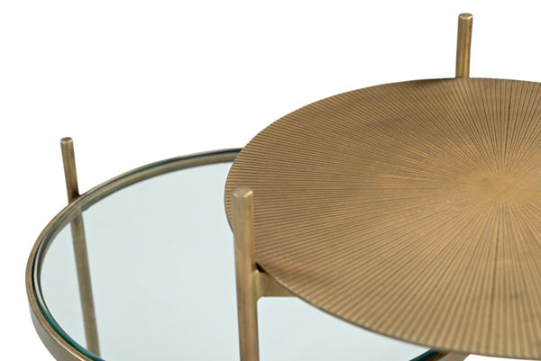 HomeRoots 24" Brass Iron Round End Table – Stylish Compact Design with Shelf for Living Room & Bedroom Use 605362