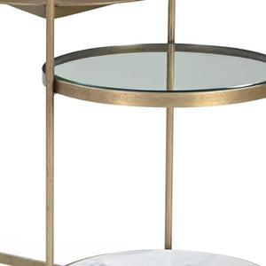 HomeRoots 24" Brass Iron Round End Table – Stylish Compact Design with Shelf for Living Room & Bedroom Use 605362