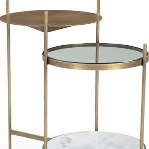 HomeRoots 24" Brass Iron Round End Table – Stylish Compact Design with Shelf for Living Room & Bedroom Use 605362