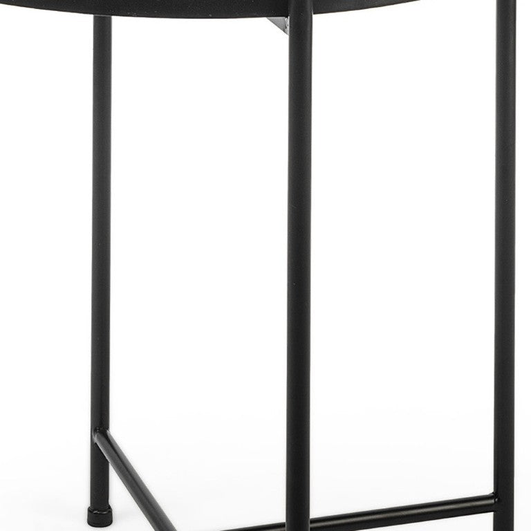 24 Inch Mirrored Glass Top Iron Round End Table for Glam Living Room Decor