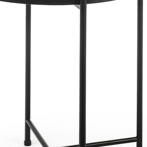 24 Inch Mirrored Glass Top Iron Round End Table for Glam Living Room Decor