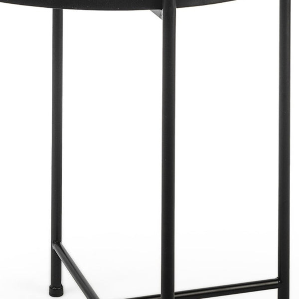 24 Inch Mirrored Glass Top Iron Round End Table for Glam Living Room Decor
