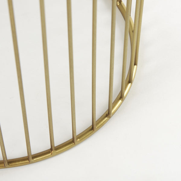HomeRoots Set of Two Modern Clear Glass & Gold Metal Round Drum End Tables for Stylish Living Spaces 605374