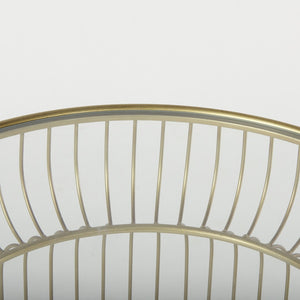 HomeRoots Set of Two Modern Clear Glass & Gold Metal Round Drum End Tables for Stylish Living Spaces 605374