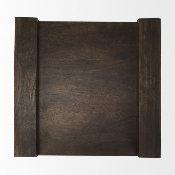 22 Inch Solid Wood Tray Table in Espresso Finish for Living Room or Bedroom