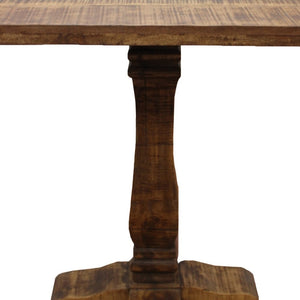 HomeRoots 36" Brown Solid Wood Square Pedestal Bar Table - Rustic Vintage Design for Home & Commercial Use 605386