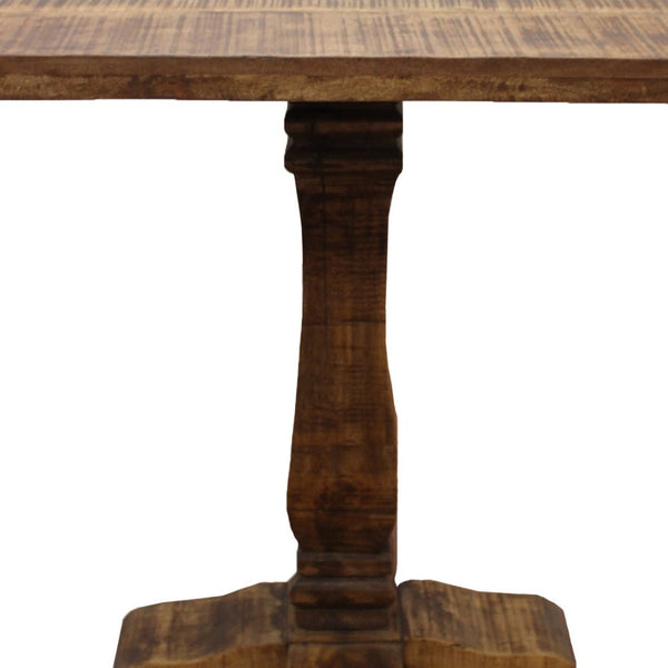 HomeRoots 36" Brown Solid Wood Square Pedestal Bar Table - Rustic Vintage Design for Home & Commercial Use 605386