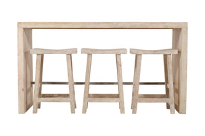 HomeRoots 65" Antiqued White Solid Wood High-Top Bar Table - Handcrafted Vintage Style for Home & Commercial Use 605388