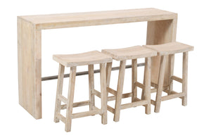 HomeRoots 65" Antiqued White Solid Wood High-Top Bar Table - Handcrafted Vintage Style for Home & Commercial Use 605388