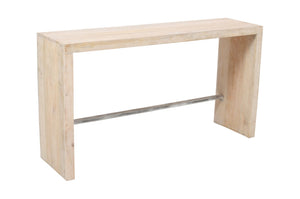 HomeRoots 65" Antiqued White Solid Wood High-Top Bar Table - Handcrafted Vintage Style for Home & Commercial Use 605388