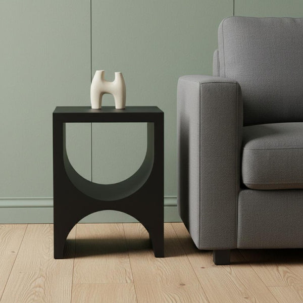 22 Inch Iron Sled Base Square Side Table Modern Accent for Living Room Decor