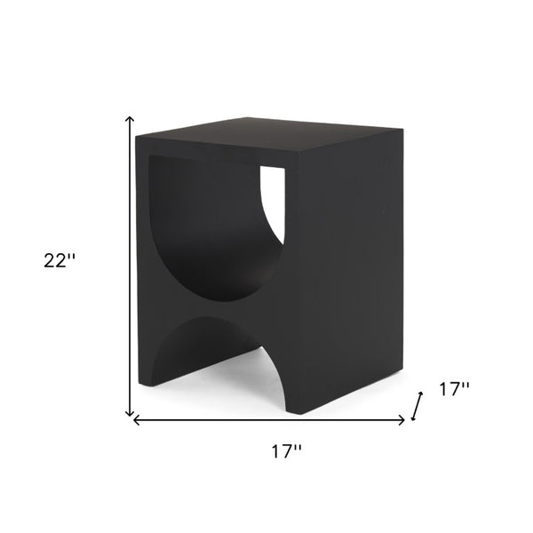 22 Inch Iron Sled Base Square Side Table Modern Accent for Living Room Decor
