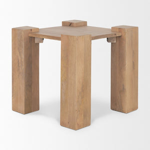 HomeRoots 22 Inch Solid Wood Square Side Table with Rustic Distressed Finish for Living Room 605395