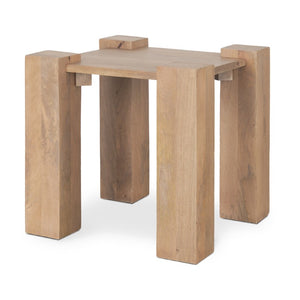 22 Inch Solid Wood Square Side Table with Rustic Distressed Finish for Living Room
