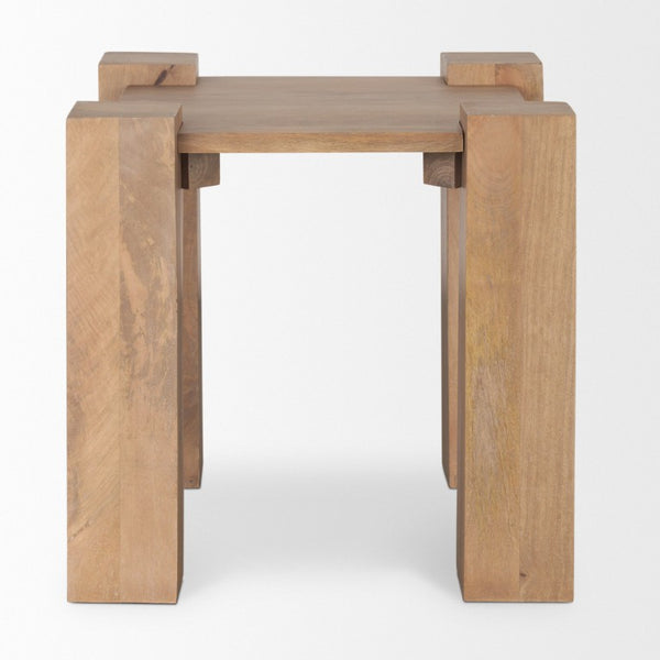 22 Inch Solid Wood Square Side Table with Rustic Distressed Finish for Living Room