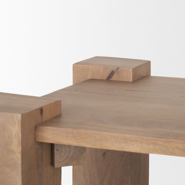 22 Inch Solid Wood Square Side Table with Rustic Distressed Finish for Living Room