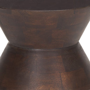 18 Inch Solid Wood Round Block Side Table Compact Accent for Living Room Decor