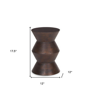 18 Inch Solid Wood Round Block Side Table Compact Accent for Living Room Decor