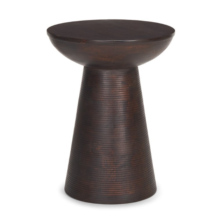 HomeRoots 21 Inch Solid Redwood Round Pedestal Side Table for Living Room or Bedroom Accent 605397