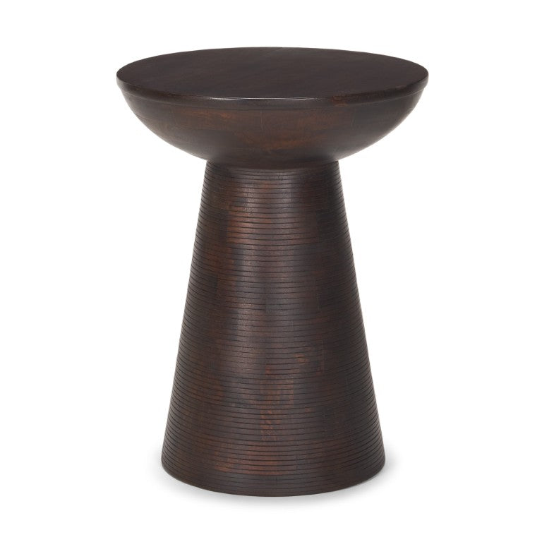 HomeRoots 21 Inch Solid Redwood Round Pedestal Side Table for Living Room or Bedroom Accent 605397